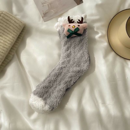 Cute Cartoon Bunny Reindeer 3D Decor Plush Socks Warm