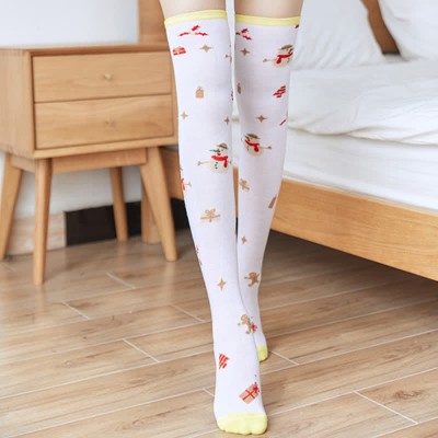 Christmas Pattern Print Stockings Over the Knee