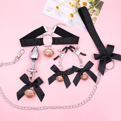 Bowknot Kitty Anal Plug Nipple Clamps SM Accessories