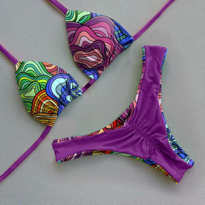 Print trendy sexy bikini set