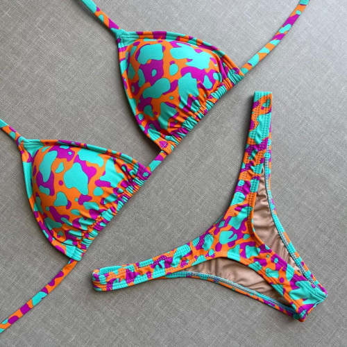 Personalized print split strap bikini