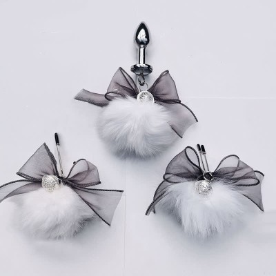 Fox Tail Bowknot Bell Anal Plug Nipple Clamps SM Accessories