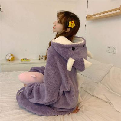 Cartoon Dinosaur Hooded Pajamas Dress