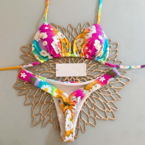 Fashion Gradient Flower Seaside Holiday Bikini
