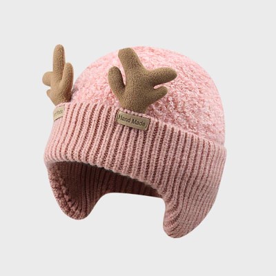 Lovely Cartoon Deer Antler Knit Plush Hat