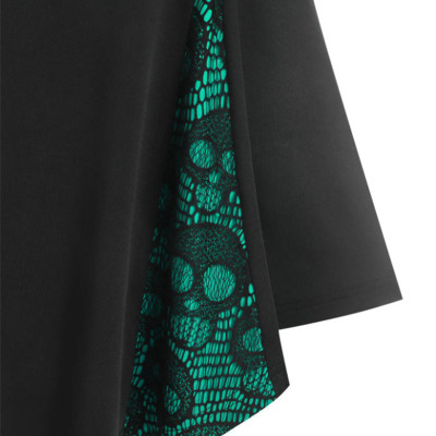Skeleton Print V-neck Lace Irregular Dress