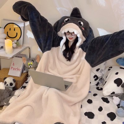 【50% OFF】Funny Cartoon Shark Plush Hooded Jumpsuit Pajamas Dress