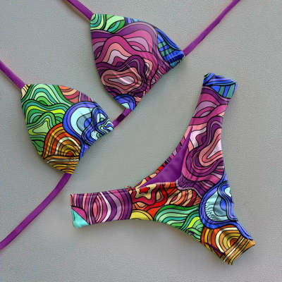 Print trendy sexy bikini set