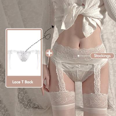 Sexy One-Piece Straps Stockings Panty Set