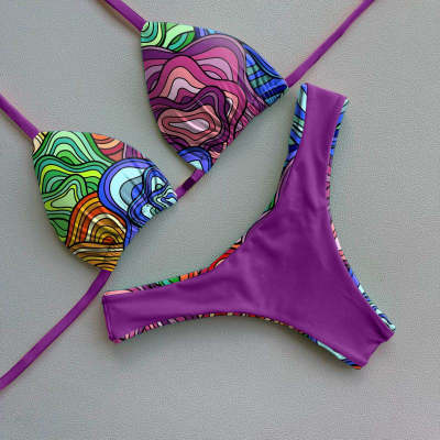 Print trendy sexy bikini set