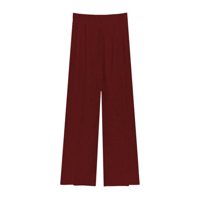 Chic Pure Color Knit Split Casual Pants