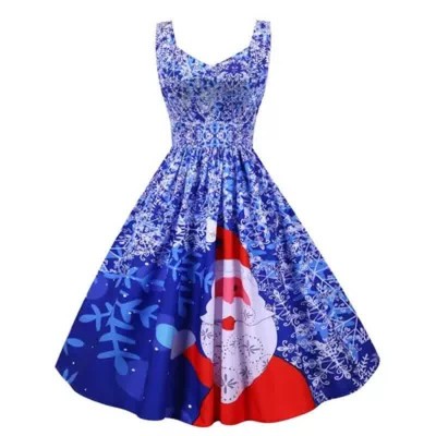 Fashion Christmas Pattern Print Slip Dress
