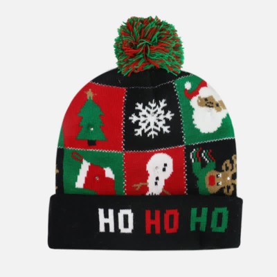 LED Christmas Graphic Print Knit Hat