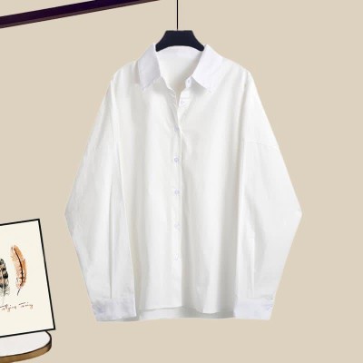 Cross Knit Sweater Lapel Shirt Flared Jeans Three Pieces
