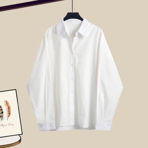 Cross Knit Sweater Lapel Shirt Flared Jeans Three Pieces