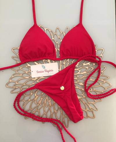 Fashion solid color split suspender bikini