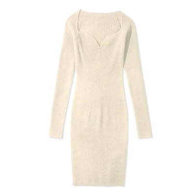 Pure Color Slim Knit Sweater Dress