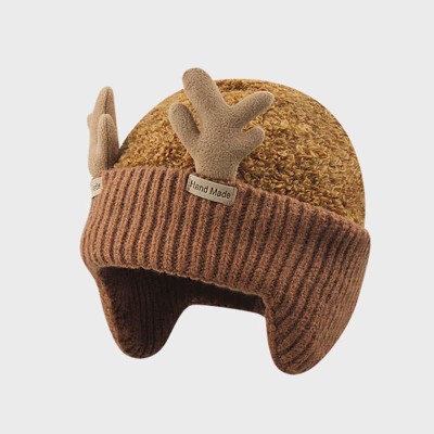 Lovely Cartoon Deer Antler Knit Plush Hat