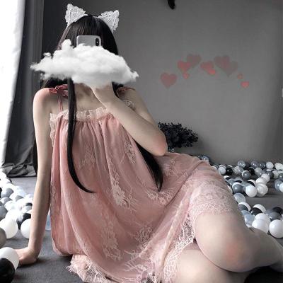 Lace Mesh Slip Dress Nightdress Stockings Lingerie