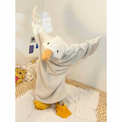 【50% OFF】Funny Cartoon Goose Plush Hooded Jumpsuit Pajamas Dress