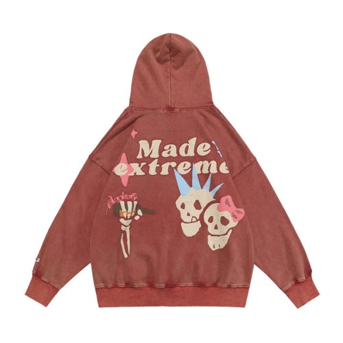 Skull Letter Embroidery Vintage Casual Hoodie