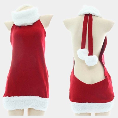 Sexy High Collar Back Hollow Out Christmas Sweater Lingerie