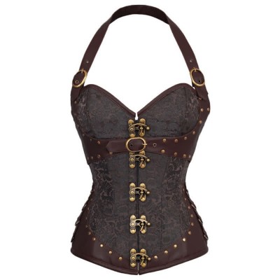 Gothic Steampunk Overbust Halter Corset Tops