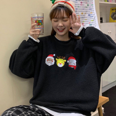 Cartoon Embroidery Fake Two Pieces Sweatshirt