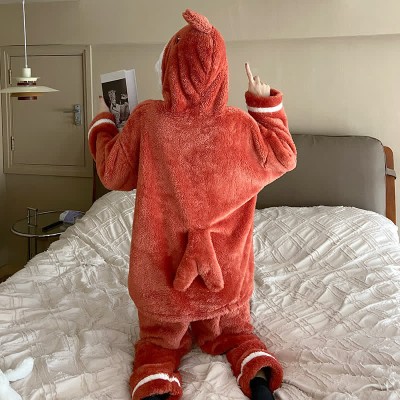 Lovely Cartoon Shark Plush Hooded Pajamas Set