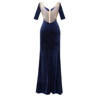 V-neck Lace Perspective High Split Long Dress