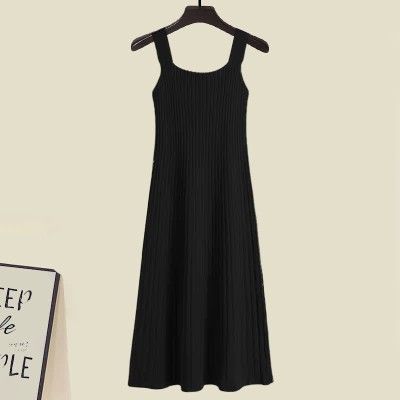 Love Heart Pattern Sweater Knit Slip Dress Two Pieces Set