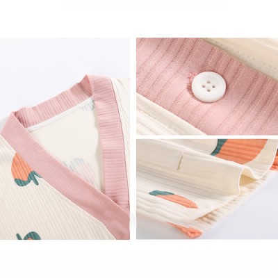 【50% OFF】Cartoon Fruit Print Pajamas Seven Pieces Set With Breast Pads