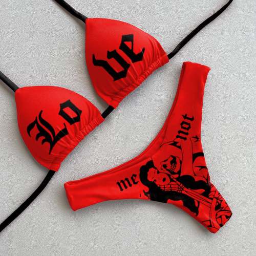 Personalized Street Style Printed Sling Bikini