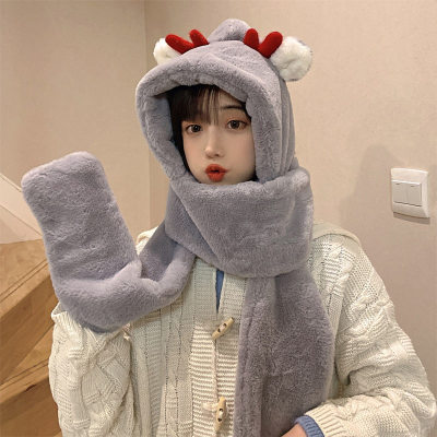 Antlers Hat Scarf Gloves Warmer