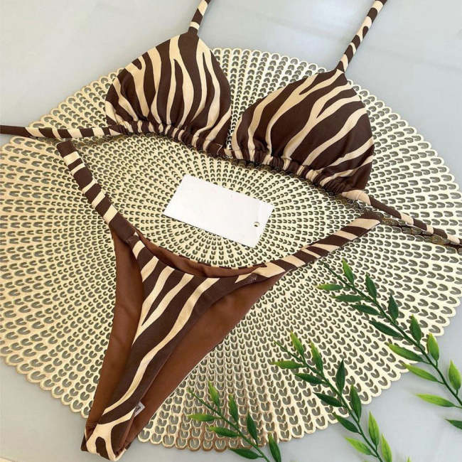Fashion zebra print resort style sexy bikini