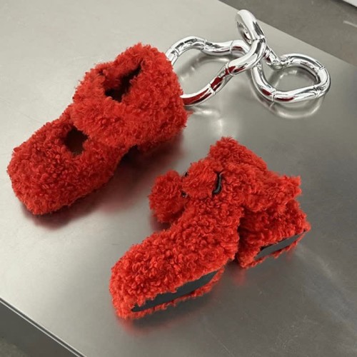 Round Toe Chunky Plush Mary Janes Shoes