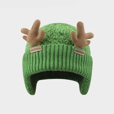 Lovely Cartoon Deer Antler Knit Plush Hat