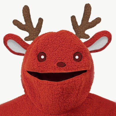 Cartoon Elk Pocketed Loose Zipper Hoodie