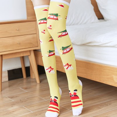 Christmas Pattern Print Stockings Over the Knee