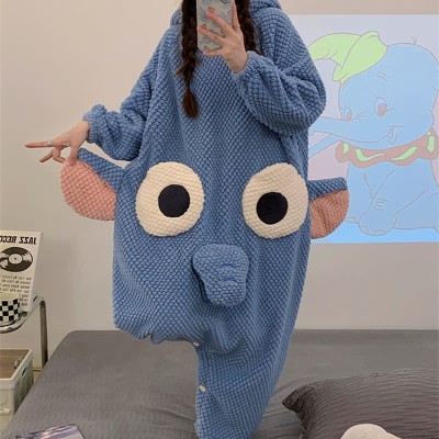 【50% OFF】Funny Cartoon Elephant Plush Hooded Jumpsuit Pajamas