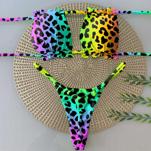 Sexy Gradient Leopard Rainbow Bikini