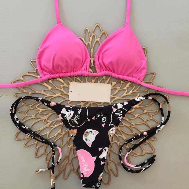 kitten print bikini