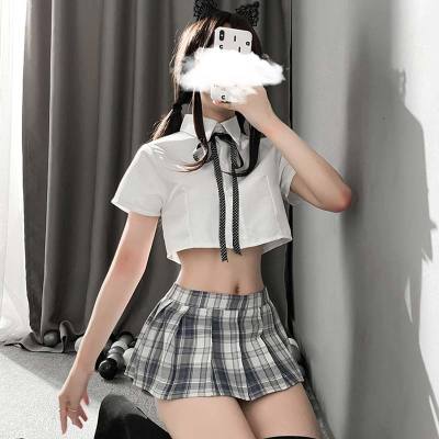 JK Uniform Nightdress Stockings Lingerie Plaid Dress