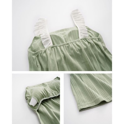 【50% OFF】Cartoon Print Doll Collar Pajamas Seven Pieces Set With Breast Pads