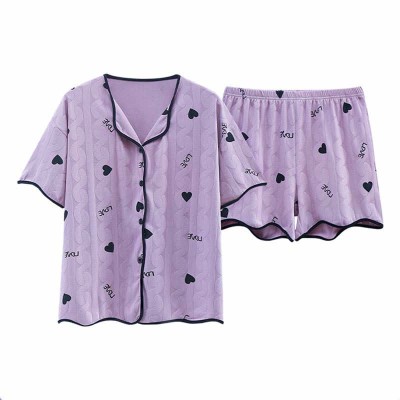 Floral Print Summer Cotton Home Pajamas Set