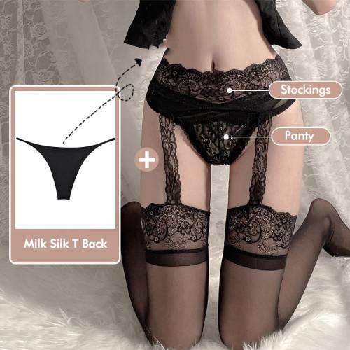 Sexy One-Piece Straps Stockings Panty Set