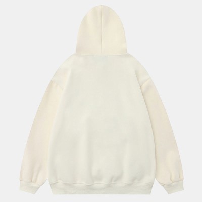 Gothic Ghost Embroidery Loose Pocketed Hoodie