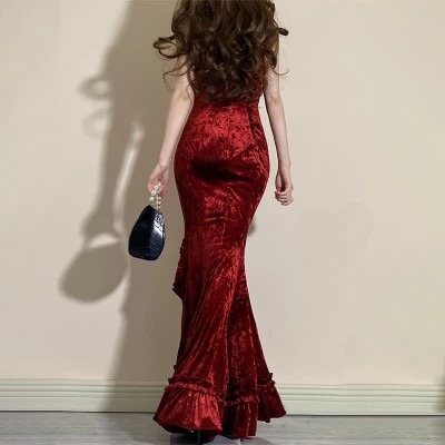 Vintage V-neck Fishtail Slip Dress