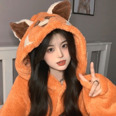 【50% OFF】Cartoon Fox Plush Hooded Pajamas Dress