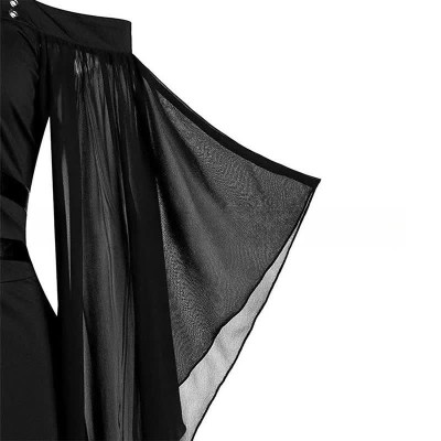 Gothic Punk Mesh Swing Sleeve Lace Up Slip Dress